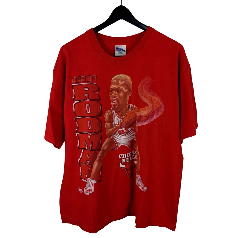 Vintage 90s Pro Player Chicago Bulls Dennis Rodman Cartoon Shirt Size XL